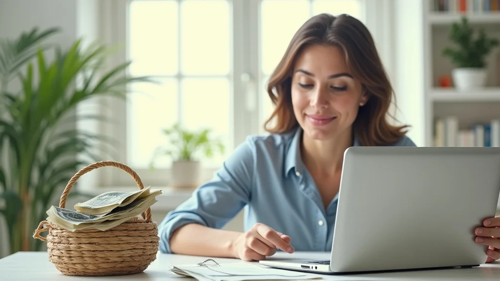 The image shows a laptop with a spreadsheet and coins, illustrating simple ways to earn extra income now.